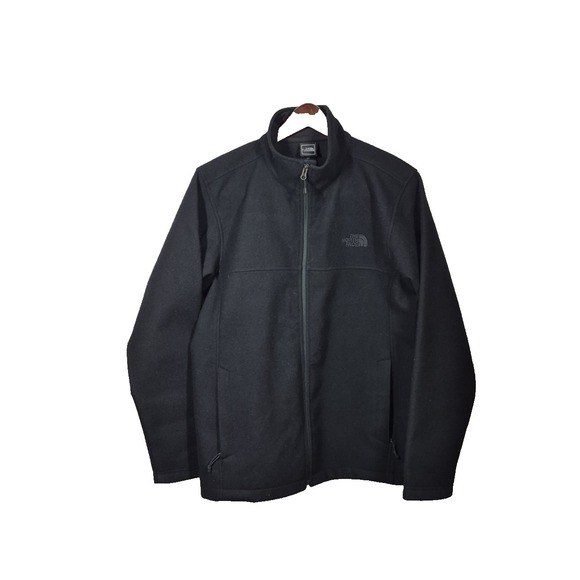 North Face Jacket Mens Small Black Wool Blend‎ Full Zip Outdoor Warm TB50 TN50 - Picture 1 of 12